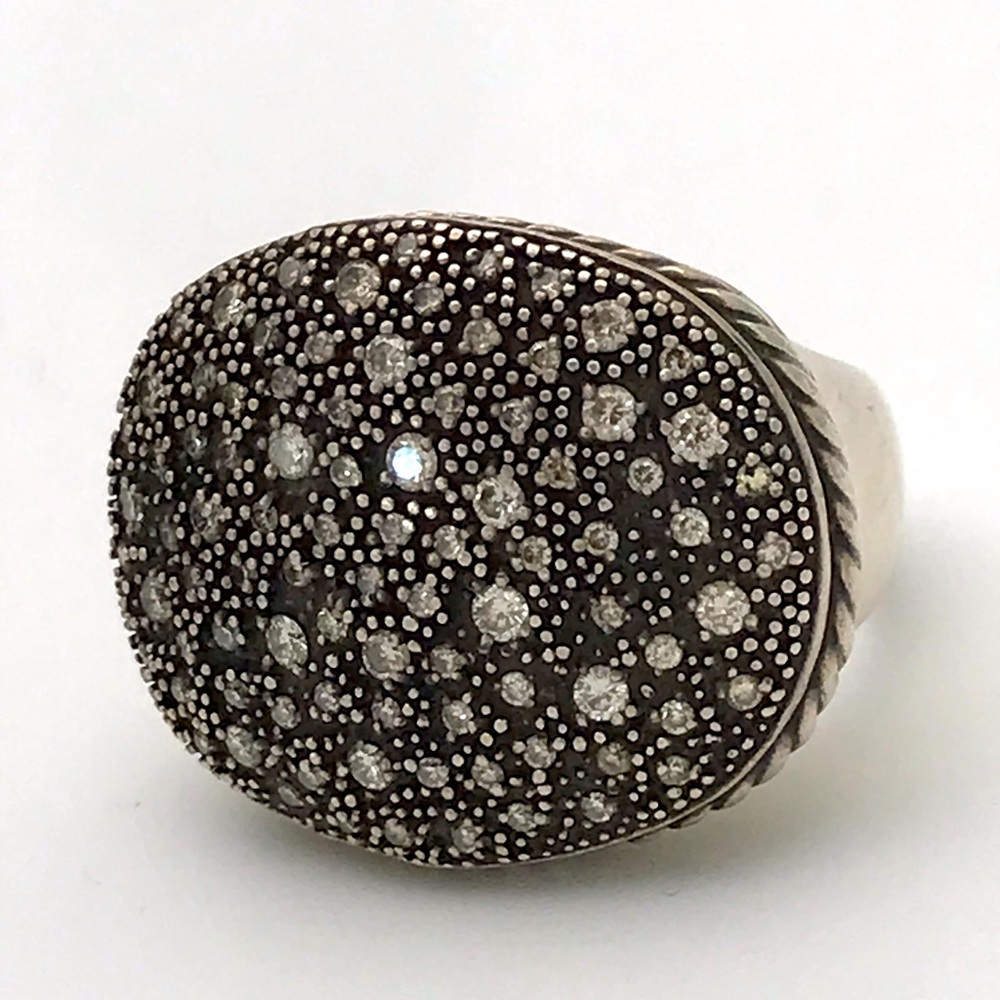 David Yurman Sterling Silver Midnight Melange .74cts(tw) Genuine Diamonds Ring 6